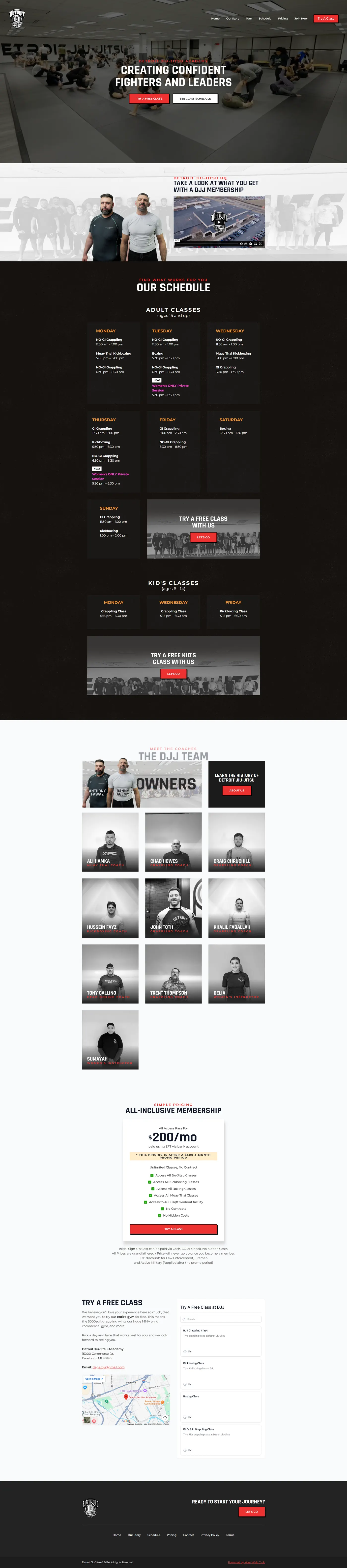 Website example: Detroit Jiu-Jitsu