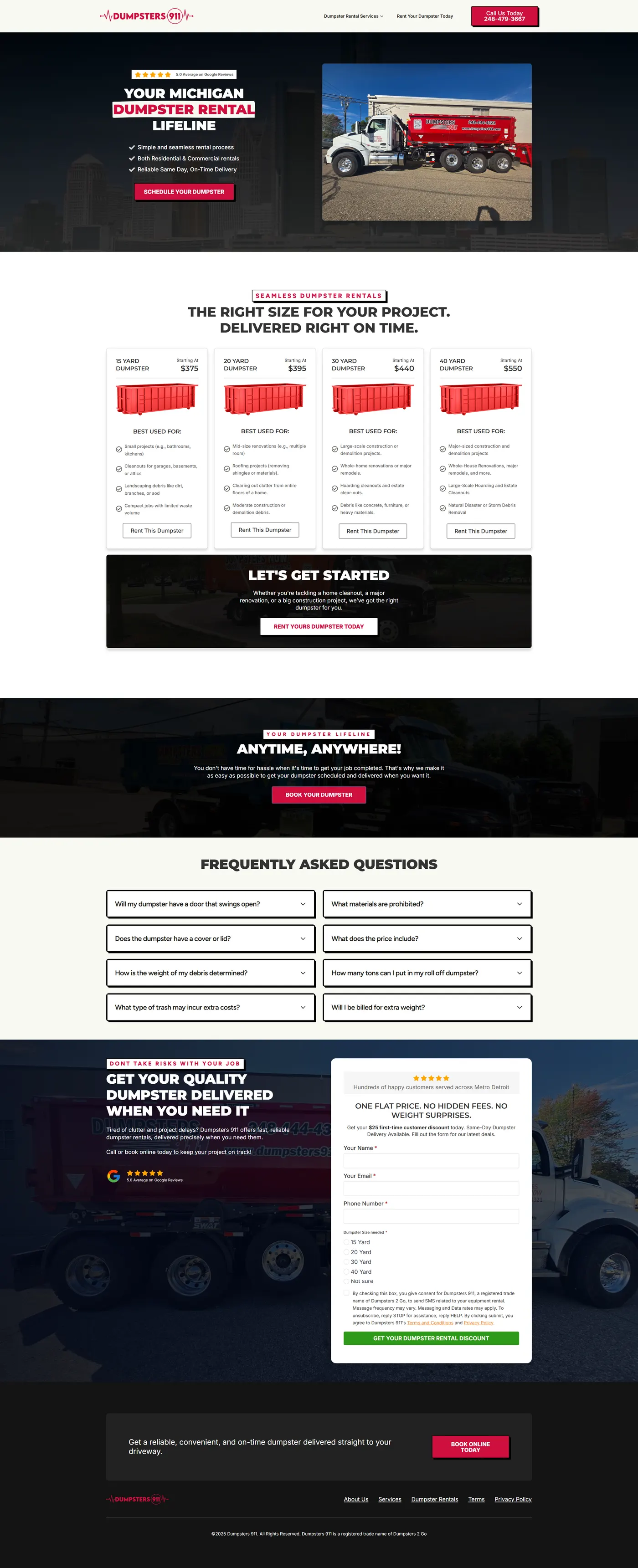 Website example: Dumpsters 911